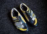 Diadora Rennrad Vintage Diadora Schuh, Farbe Gelb/schwarz/silber, Größe 43