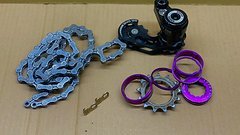 Sb One Singlespeed Kit Kettenspanner inkl. Reverse Purple Ritzel & Kette