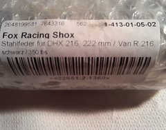 Foto von Fox Racing Shox Dämpferfeder 350 x 2.80 Neu
