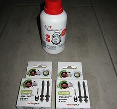 Barbieri tubeless-Kit für zwei Laufradsätze, Ventile und Dichtmilch, neu