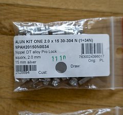 DT Swiss Squorx Pro Lock Nippel Silber Aluminium 2.0mm 3x 32 Stück