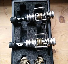 Crankbrothers Eggbeater schwarz/silber, gebraucht, mit Cleats, 262g