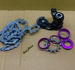 Sb One Singlespeed Kit Kettenspanner inkl. Reverse Purple Ritzel & Kette