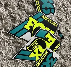 Stickerworkshop Fox 36 Factory Gabel Decal Satz - Neon Gelb/Yeti Türkis