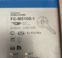 Shimano Kurbelgarnitur DEORE FC-M5100-1 1x10/11-fach 32Z 175mm "NEU"
