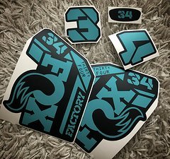 Gabeldecals Fox 34 Factory Aufkleber Satz - Türkis Blau