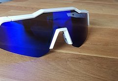 100% Speedcraft XS Matte White Blue Multilayer Mirror Lens